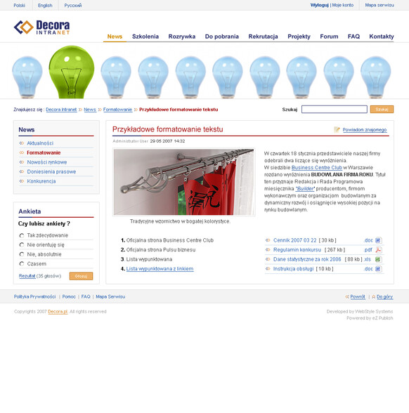 Decora S.A. Intranet